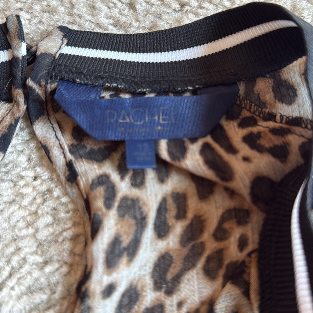 Rachel Roy Leopard Print Sheer Blouse cheetah animal print ruffle blouse size 12 - Picture 4 of 5